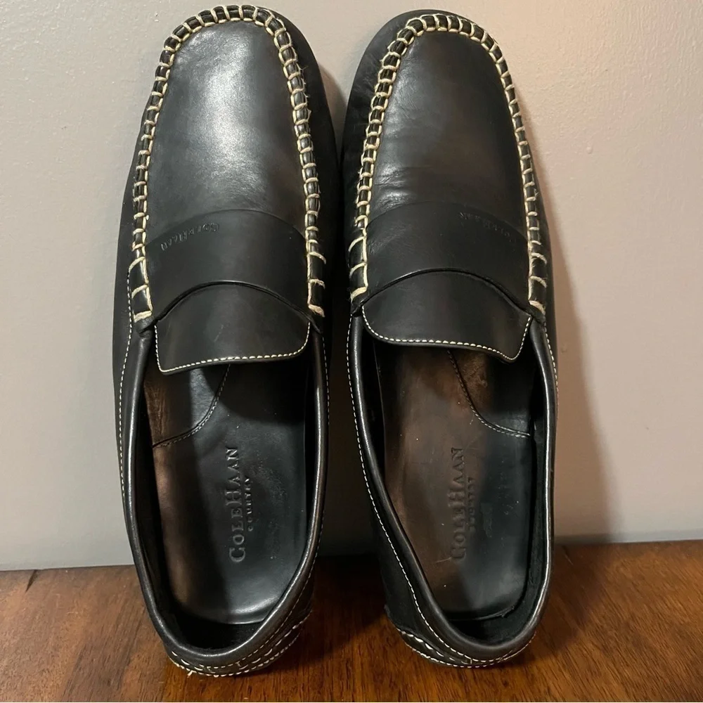 Cole Haan Men's Sz 11 D Black Leather Penny Driver Driving Style Loafer